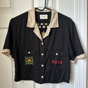 P&Co Black and Beige Bowling Shirt